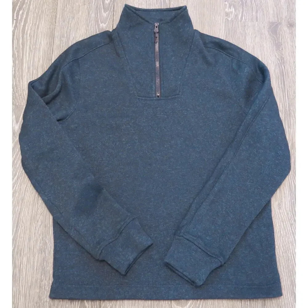 Banana Republic Quarter Zip Shirt Mock Neck Size M Men Long Sleeve Black Green